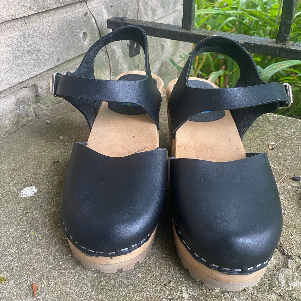 MIA Black High Heel Clogs made in Sweden size 38